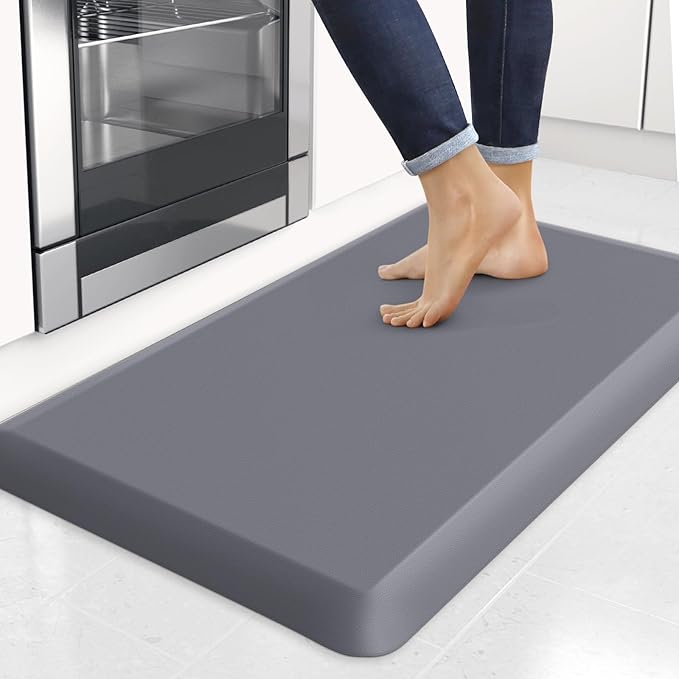 4/5 Inch Thick Kitchen Mats for Floor, StepRite Kitchen Rug for Standing Desk, Non-Slip, Thicker, Stain Resistant, Waterproof, Comfort Anti Fatigue Floor Mat for Home, Kitchen, Office - Grey,32*20''-DeskLoop Office