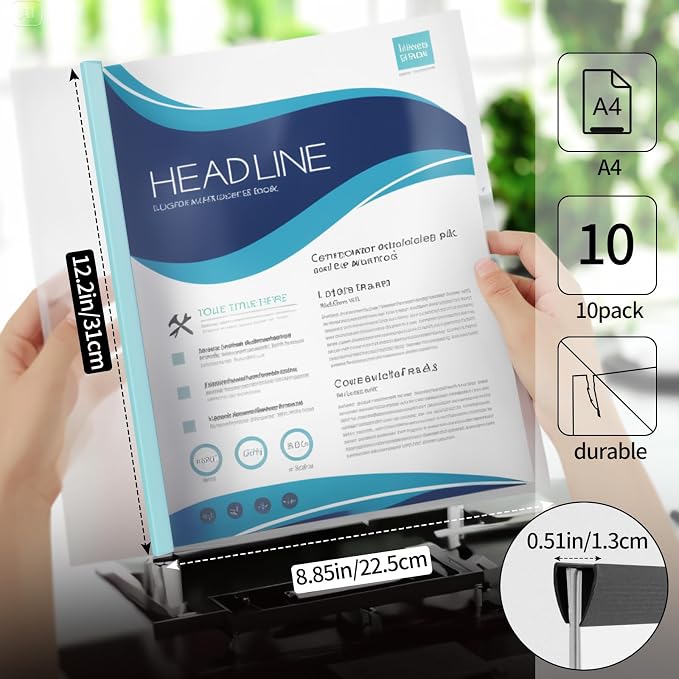 10 Sliding Bar Report Covers A4 Letter Holds 70 Sheets Black | Sliding Bar - Image 2