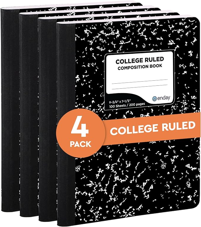 Enday Composition Notebook Hard Cover Marble composition notebook, 100 Sheets by Enday