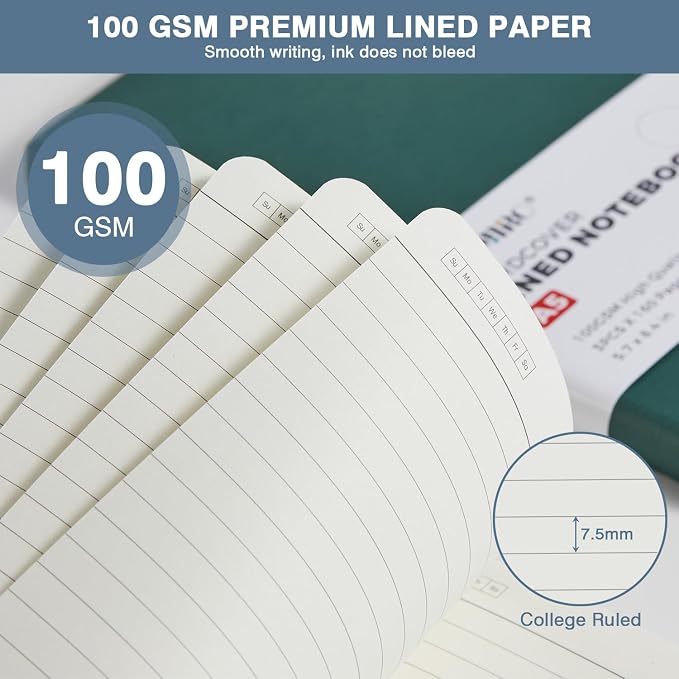 Lined Journal Notebook for Women Men, 3 Pack 160 Pages Hardcover Journaling - Image 3