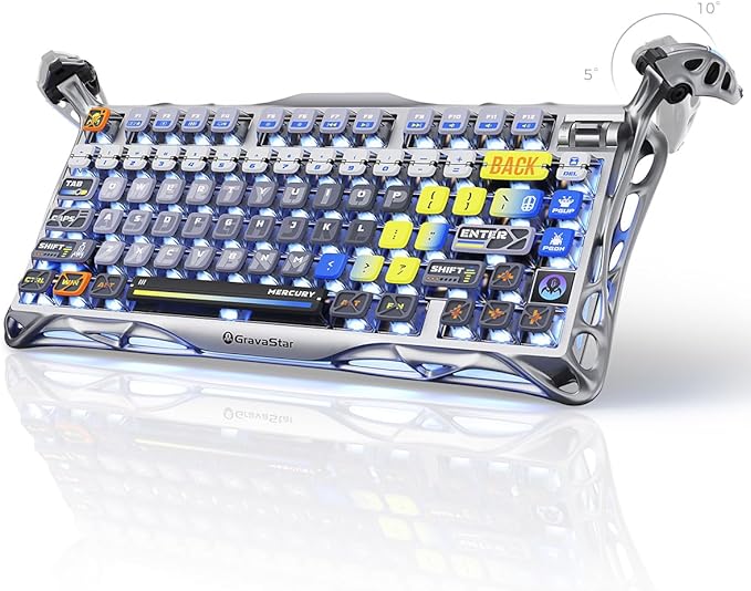 GravaStar Mercury K1 Pro Wireless Mechanical Gaming Keyboard, 75% Layout RGB Custom Keyboard, Hot-Swappable Linear Switches – Aluminum Alloy, Interstellar Silver Brushed Metal Look-DeskLoop Office