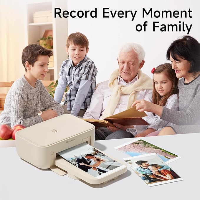 HPRT 4x6 Photo Printer with 108 Sheet Photo Paper& 2 Ribbon, Desktop Instant Picture Printer for iPhone, Smartphone, Thermal Dye Sublimation, WI-Fi Connnecting, Home Use, Beige-DeskLoop Office