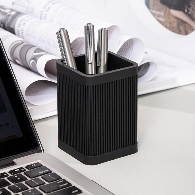 HighHerz Aesthetic Pen Holder For Desk, Modern Silicone Pencil Holder, Stylish - Image 5