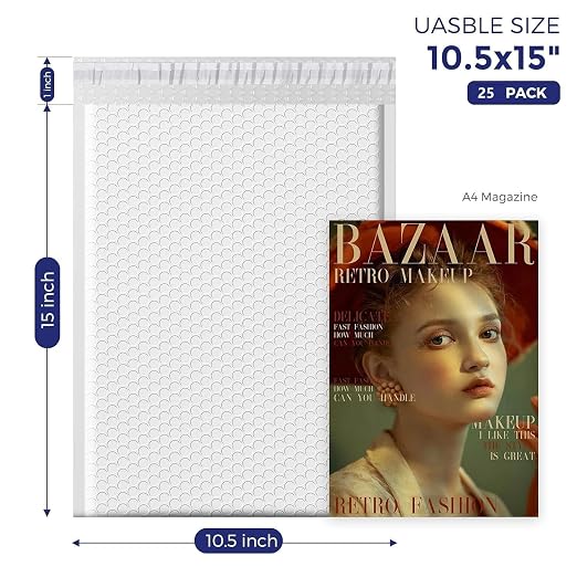 Fuxury White Bubble Mailers 10.5x16 Inch 25 Pack, Self Seal Padded Envelopes - Image 2