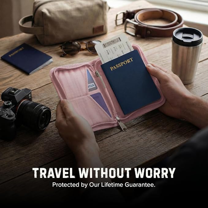 Zero Grid RFID Passport Holder & Travel Wallet, Zippered Wallet - Image 5