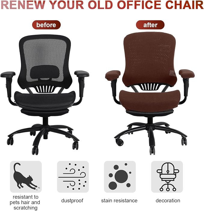 Tallew 4 Pcs Office Chair Covers Set Computer Universal Protective Stretchable - Image 5