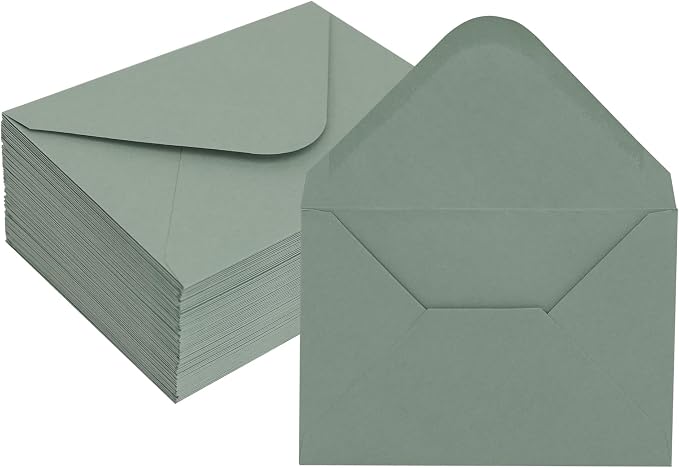 Sage Green Envelopes 4 x 6 Inch, 50 Pack, A4 Size Blank 4 1/4” X 6 1/4” by Janvale