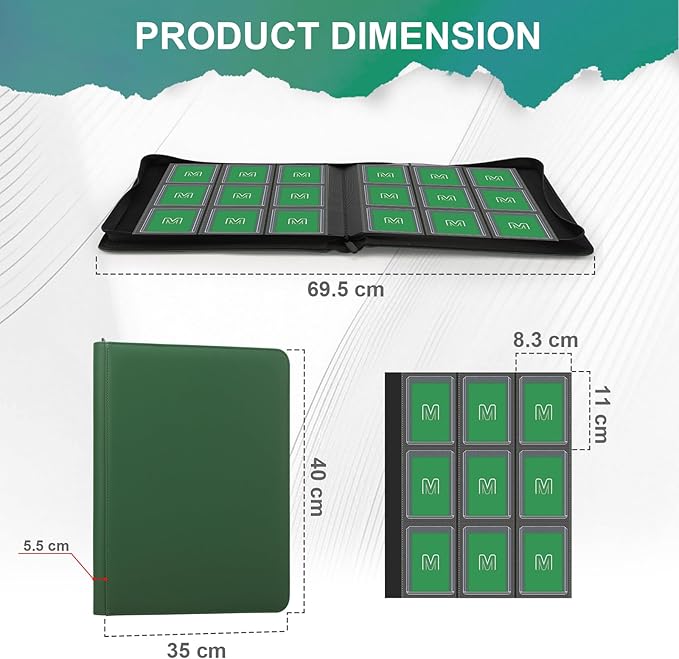 Toploader Binder, Trading Card Binder Storage Hold up 288 Cards 9-Pocket Top - Image 4