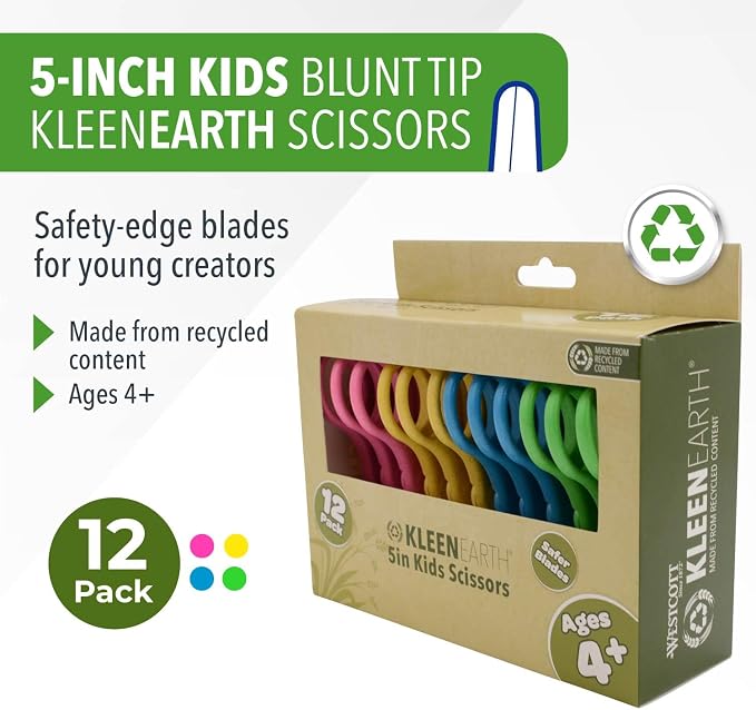 Westcott Kids Scissors 12-Pack, Left & Right Handed, Recycled Eco-Friendly - Image 2