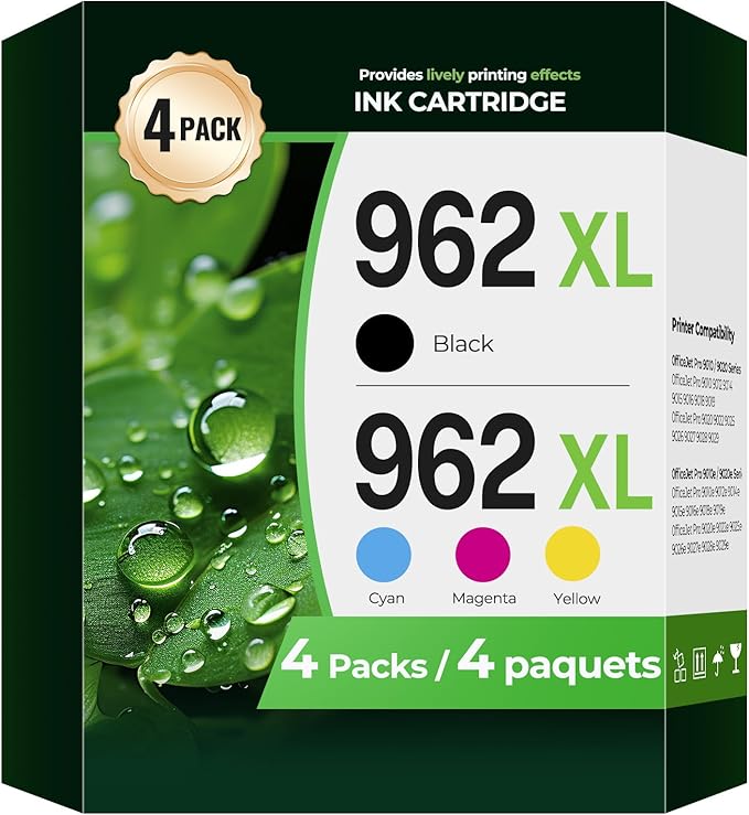 962XL Ink Cartridges Combo Pack OfficeJet Pro 9010 9015 9020 9018 Compatible with HP 962 XL Ink Cartridges HP962XL/962 HP962XL HP962 Printer Ink for OfficeJet Pro 9015 9010 9020 9018 9025 9012 9022-DeskLoop Office