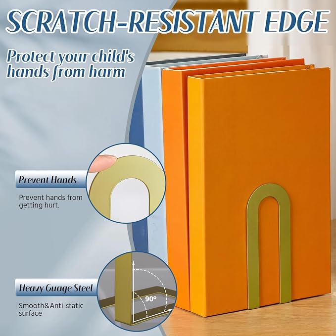 Chunful 12 Pcs Gold Modern Metal Book Ends - Image 4