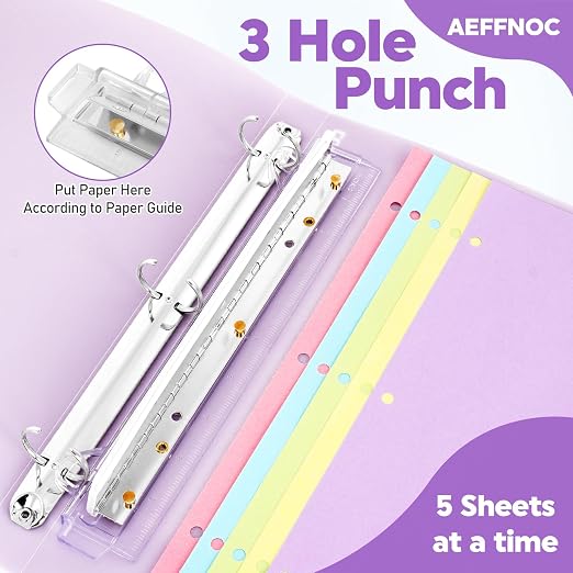 AEFFNOC 3 Hole Punch, Portable 3 Hole Puncher - Image 4