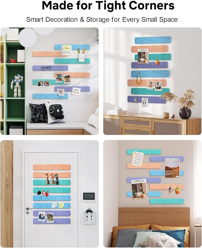 Small Cork Bulletin Board Tiles, Felt Wall Decor and Office Desk Accessories - Image 7