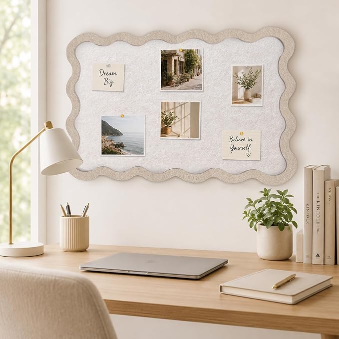 Scalloped Felt Bulletin Board, Foldable Picture Self-Adhesive Boards - Image 6