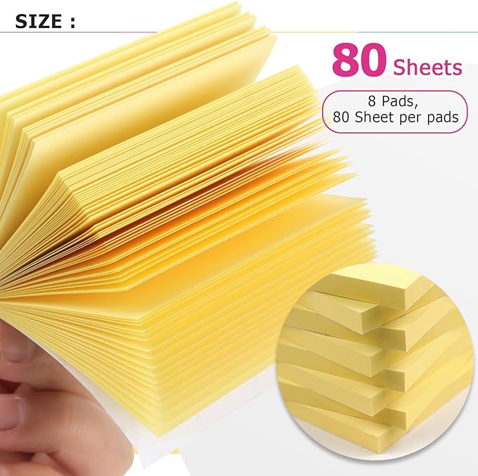 Sticky Notes 3x3 Self-Stick Notes Bright Colors Sticky Notes 8 Pads 80 Sheet/Pad - Image 4
