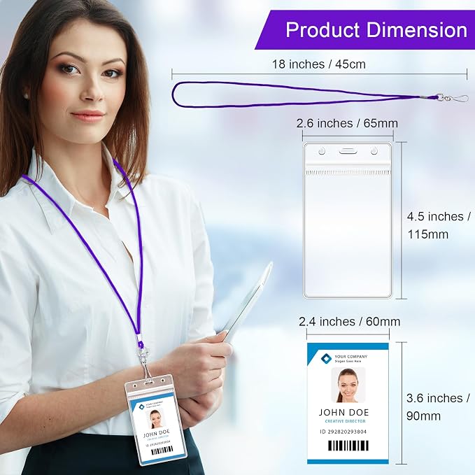 Marspark 100 Pack Lanyard with ID Holder Bulk, Waterproof Resealable Name Tag - Image 2
