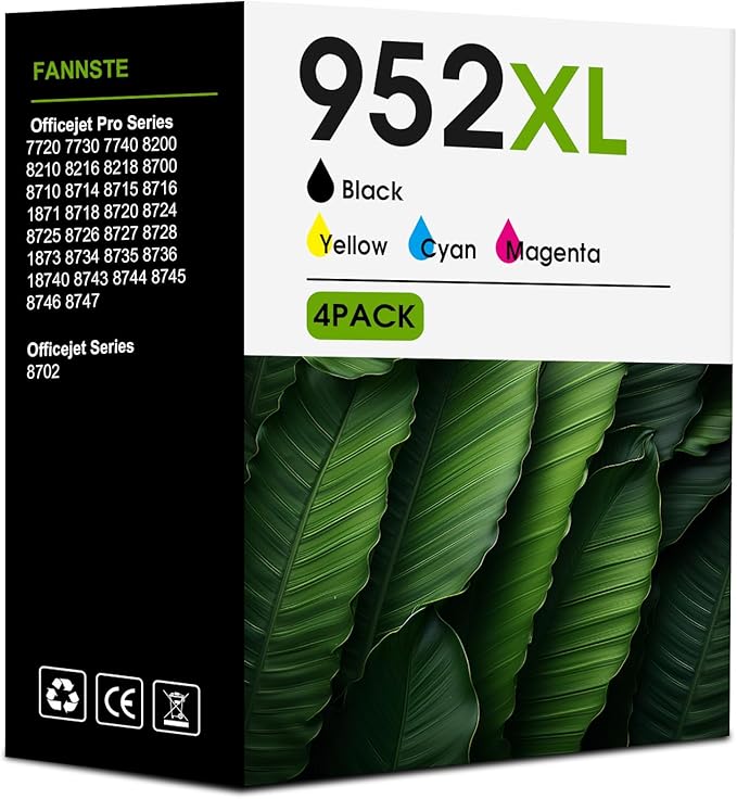 952XL 952 XL Ink Cartridges Combo Pack for HP 952 XL Compatible for HP952 with OfficeJet pro 8710 8720 7740 8725 8210 8715 8702 8740 7720 8730 8216 8700 Printers(Black Cyan Magenta Yellow 4 Pack)-DeskLoop Office