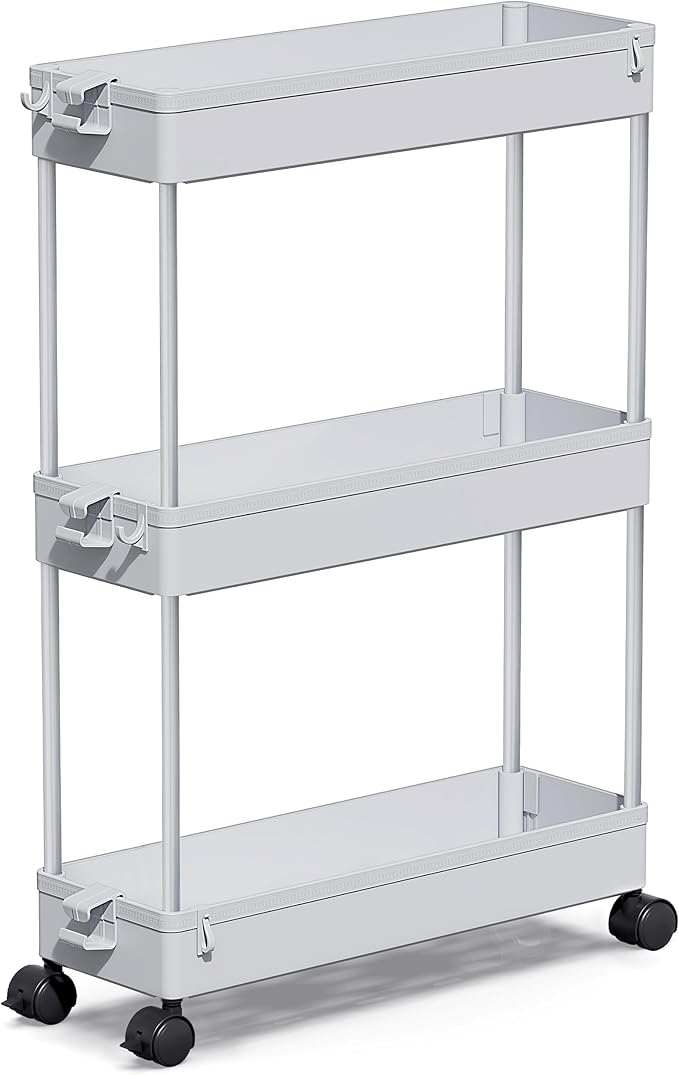 SPACEKEEPER Slim Rolling Storage Cart, 3 Tier Storage Organizer Laundry Room by SPACEKEEPER