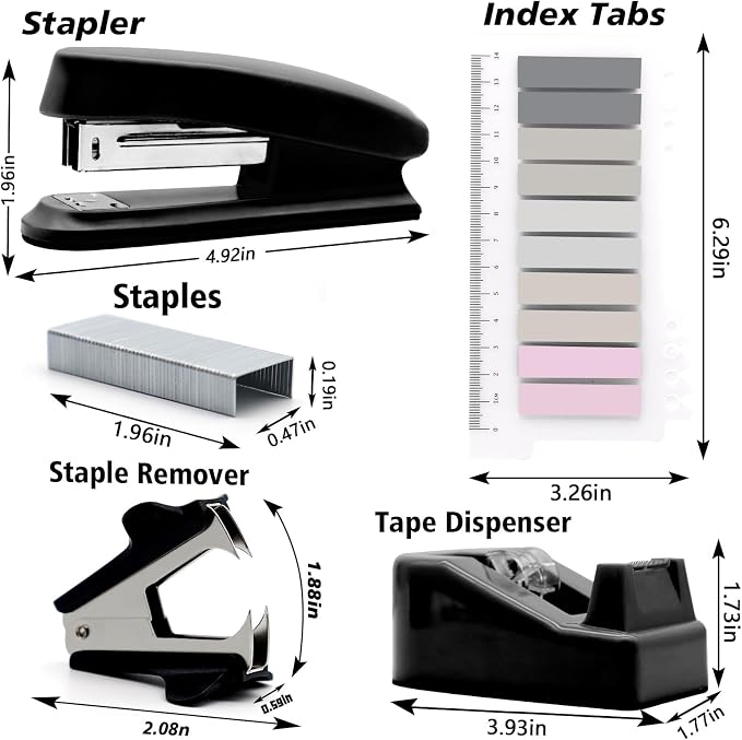 Black Office Supplies, Stapler and Tape Dispenser Set, Gift - Image 2