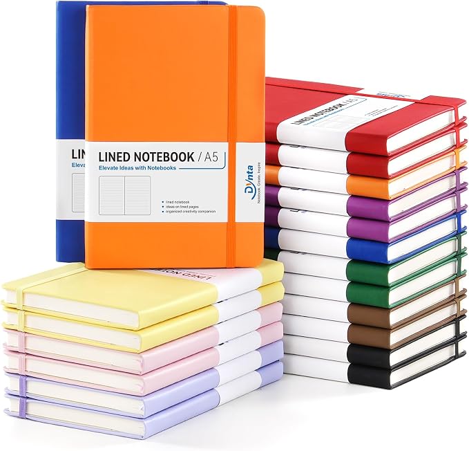 Dynta 20 Pack Hardcover Leather Journal Notebooks, A5 College Ruled, 200 by Dynta