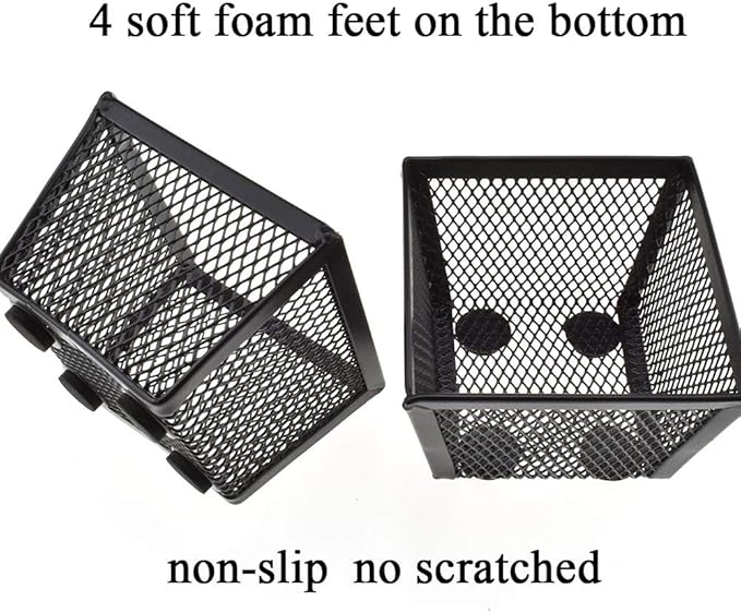 HAHIYO Stackable Paper Clip Mesh Holder cup 2.2" Height 2 Pack Black Sturdy PaperClip Holder Container for Desk Drawer Organizer Collection for Home Office School Soft Foam Feet No Sharp Edges-DeskLoop Office