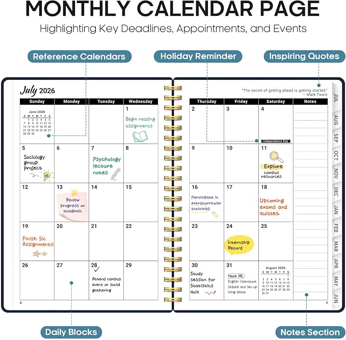 Planner 2026-2027, Academic Year Weekly and Monthly Calender Planner, from Jul - Image 2