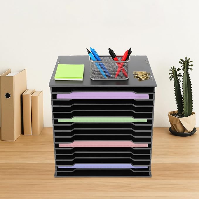 15-Slot Desktop File Organizer Rack, Vertical PVC Paper Storage Shelf - Image 5