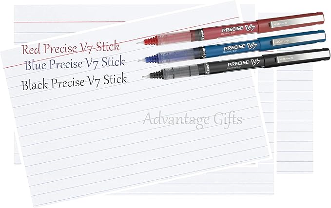 Precise V7 Stick Rolling Ball Pens, Fine Point (.7mm), Assorted Colors Black/Blue Ink, 4-pk; Bundle with Plastic Reusable Pouch