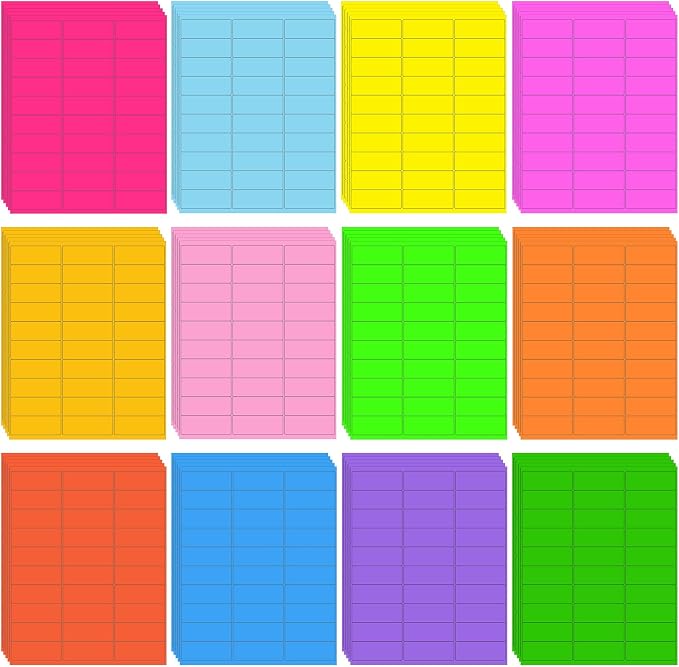 Geyee 1800 Pcs Fluorescent Address Labels Colored Address Labels 1'' x 2-5/8'' by Geyee