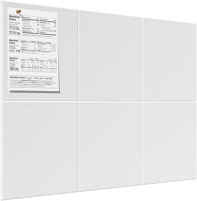 MaxGear Felt Bulletin Board 36" x 24", 6 Pack 11.8" x 11.8" Wall Panels by MaxGear