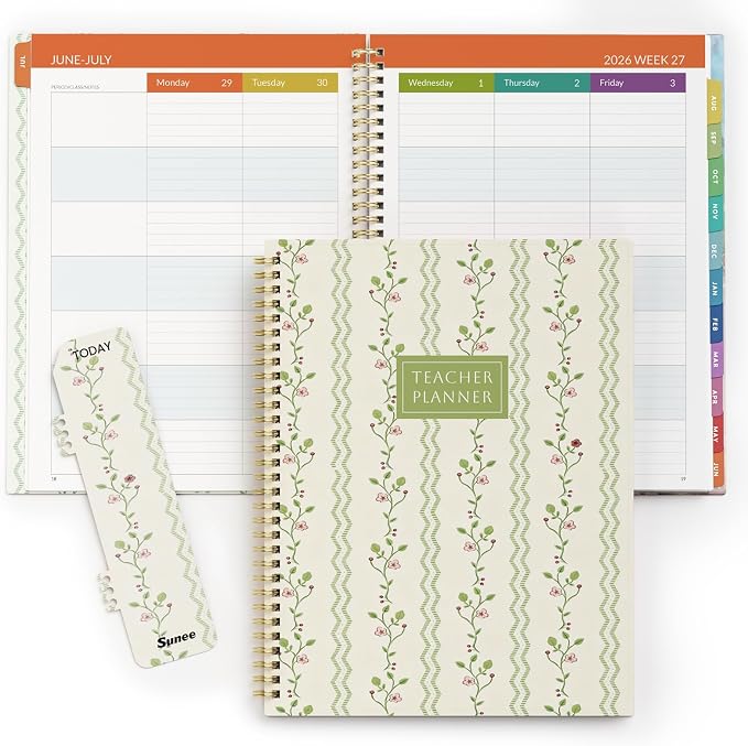 SUNEE Teacher Planner 2026-2027 Academic Year, 7 Periods Lesson Plan Book Jul by SUNEE