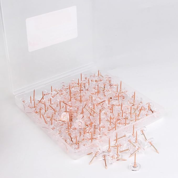 Push Pins 200-count Flat Rosegold Thumb Tacks Steel Point and Plastic Head - Image 2
