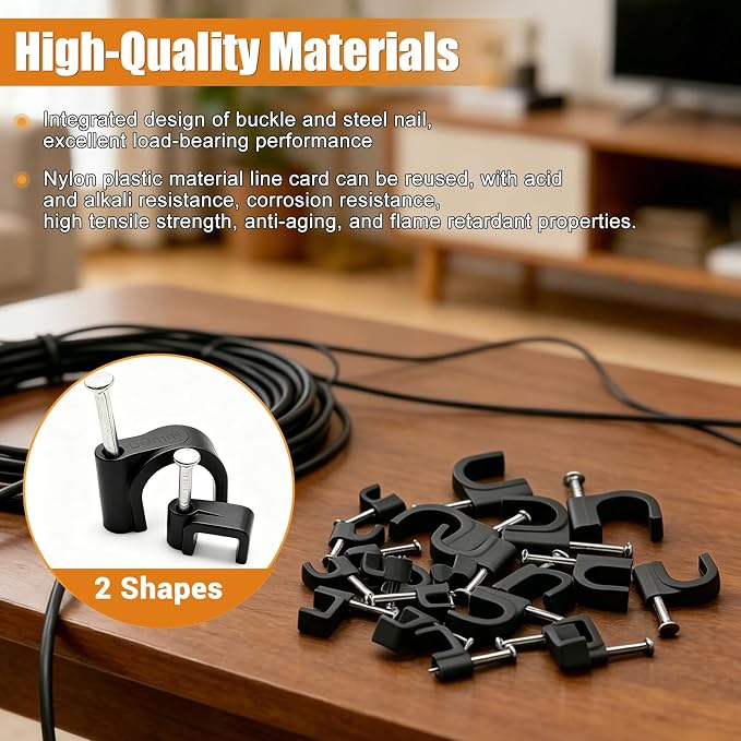 mankk 630PCS Black Cable Clips Nail in Cable Clips Wire Clips 4/5/6/8/10mm - Image 5