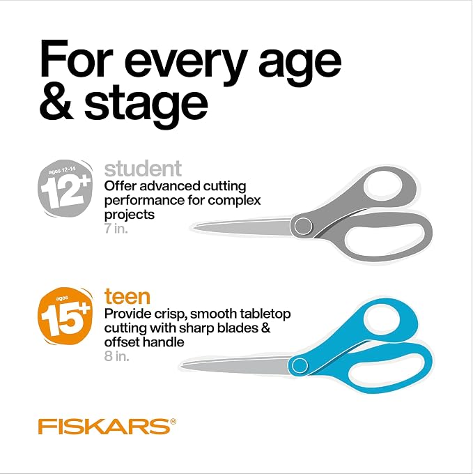 Fiskars 8" Teen Scissors for Teens Ages 15+, Scissors for School or Crafting - Image 4