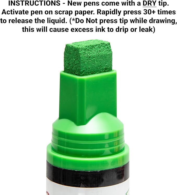 Glass Pen Window Marker: Liquid Chalk Pens for Glass, Whiteboard Markers with Washable Paint - Graduation, Car Windows, Mirror Pen, Storefront, Wedding, Parade, Party & Holiday (Green, Jumbo Tip)-DeskLoop Office