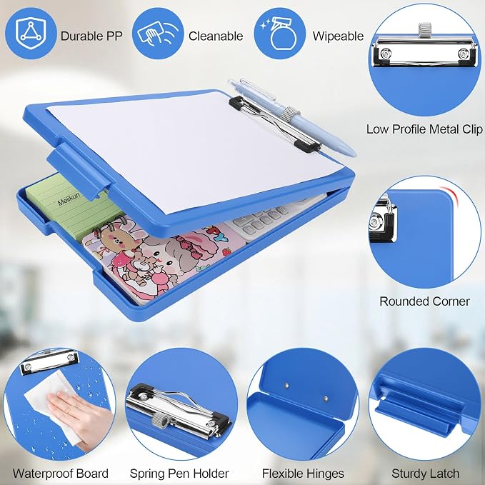 Meiikun Small Clipboard with Storage, A5 Clipboards with Pen Holder, Half - Image 5