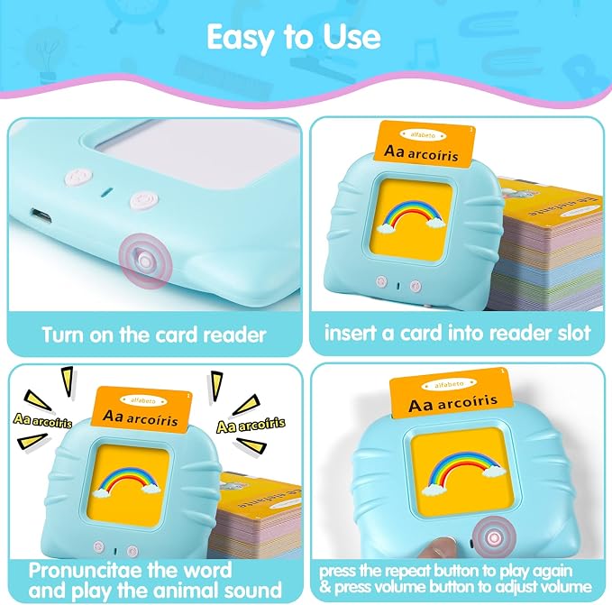 QuTZ ABC Learning Flash Cards for Toddlers 2-4 Bilingual Spanish English - Image 4