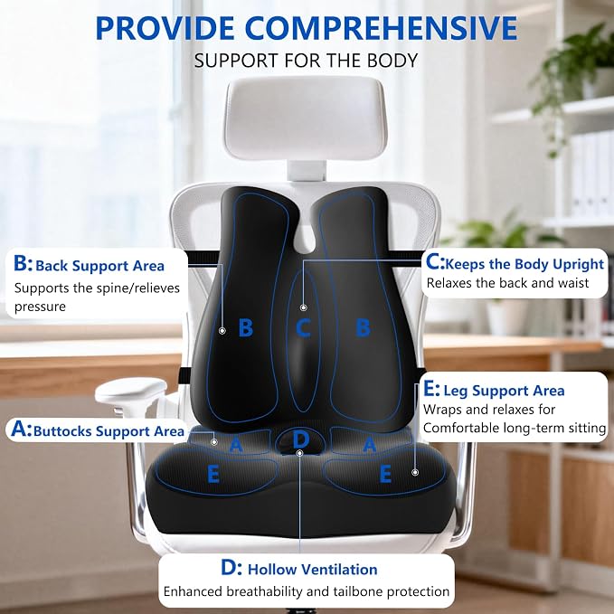 Lumbar Support Pillow for Office Chair, Seat Cushion - Image 2