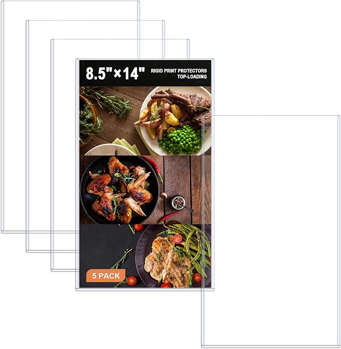 Ndsox 5 Pack 8.5" x 14" Rigid Print Protectors Clear Hard Plastic Page Sheet by NDSOX