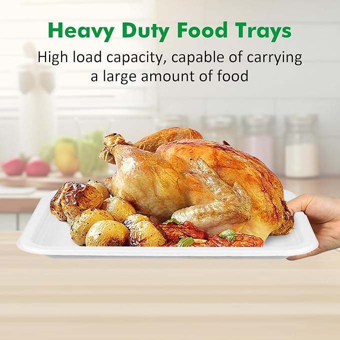 100 Pack 14 Inch Disposable Food Trays, Heavy Duty Large Paper Plates - Image 5