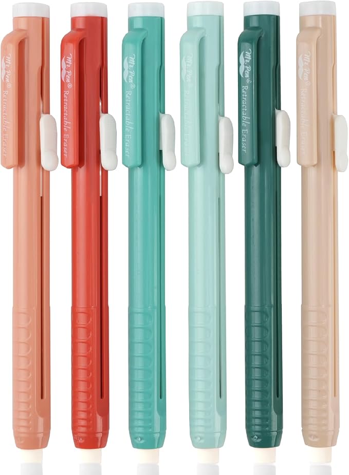 Mr. Pen- Retractable Mechanical Eraser Pens, 6 Pack, Coral Colors | Latex-Free by MrPen