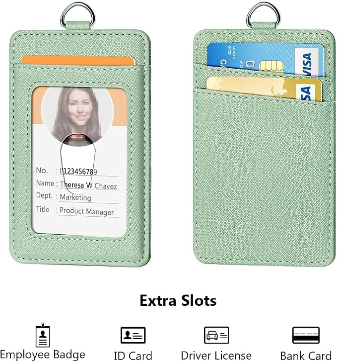 Leather Badge Holder and Adjustable Retractable Lanyards, Quick Release Buckle - Image 3