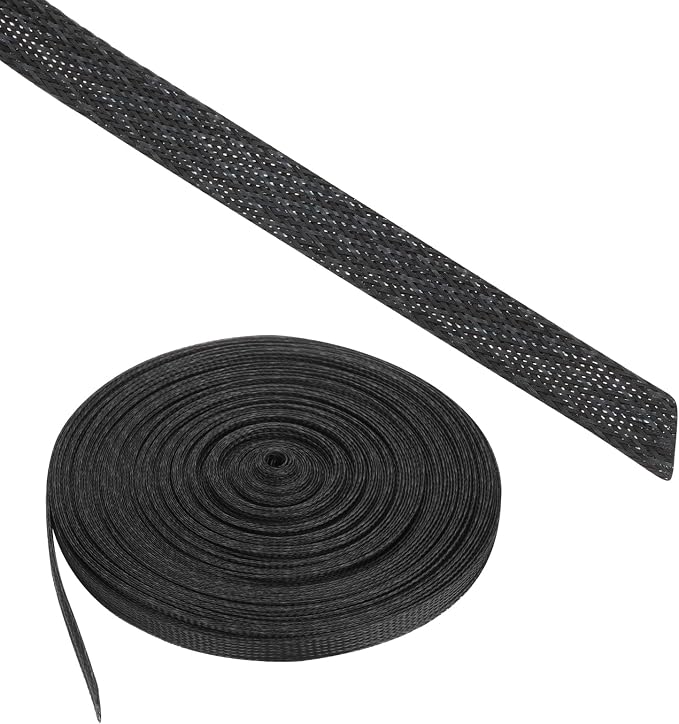 100ft PET Expandable Wire Loom 1/2 Inch, PET Braided Wire Sleeving Cable by Rebower