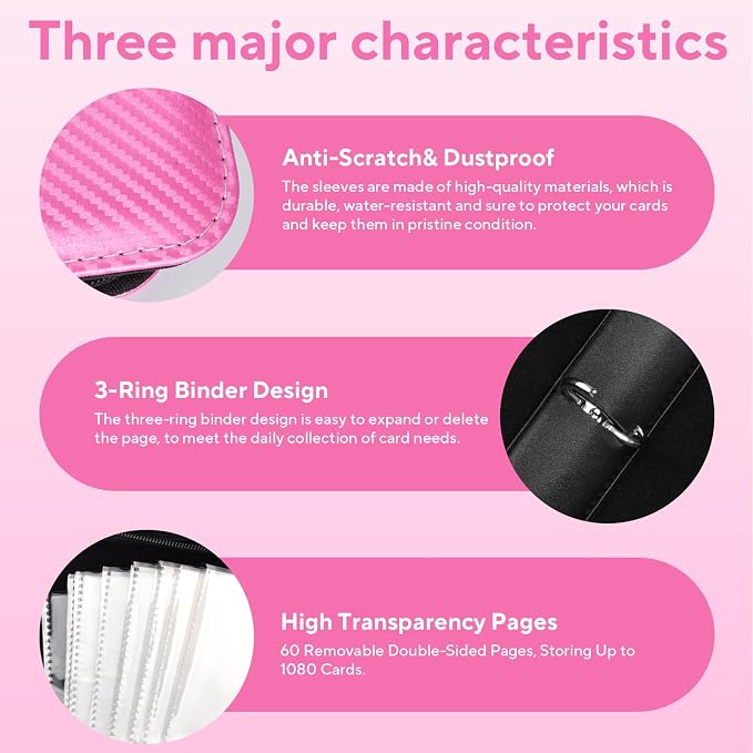 Portable 9-Pocket Trading Card Binder, Holds 1080 Cards - Image 6