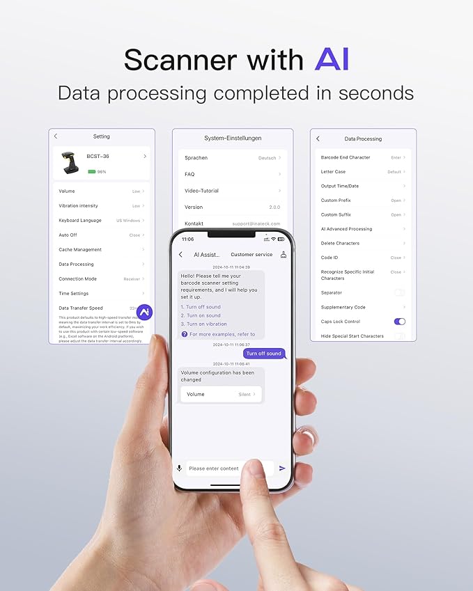 Inateck Bluetooth Barcode Scanner 2D, Wireless 2D QR Code Scanner - Image 6