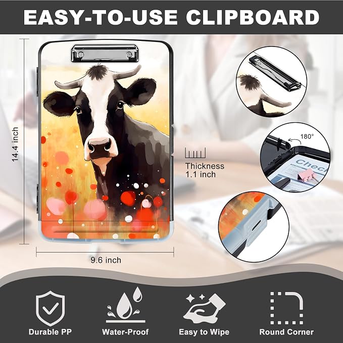 Clipboard with Storage, Heavy Duty Plastic Storage Clipboard with Low Profile - Image 2