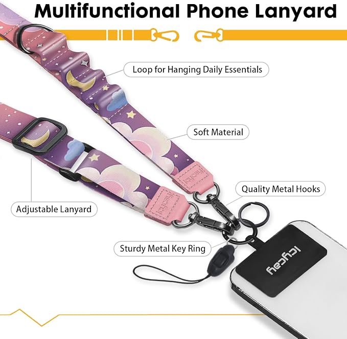 Icycay Phone Lanyard Crossbody, Clouds Cell Phone Strap - Image 3