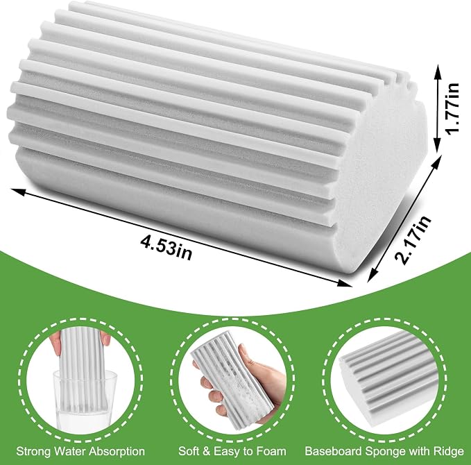 Jeymei 4-Pack Damp Clean Duster Sponge, Duster Baseboard Cleaner Sponge - Image 2
