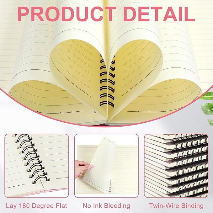 Yahenda 18 Pcs Spiral Notebook Bulk A5 Journal Lined 8.3'' x 5.5'' Writing Composition Paper Small Notepad Subject Notebook for Students Office Business Back to School Supplies (Pink)-DeskLoop Office