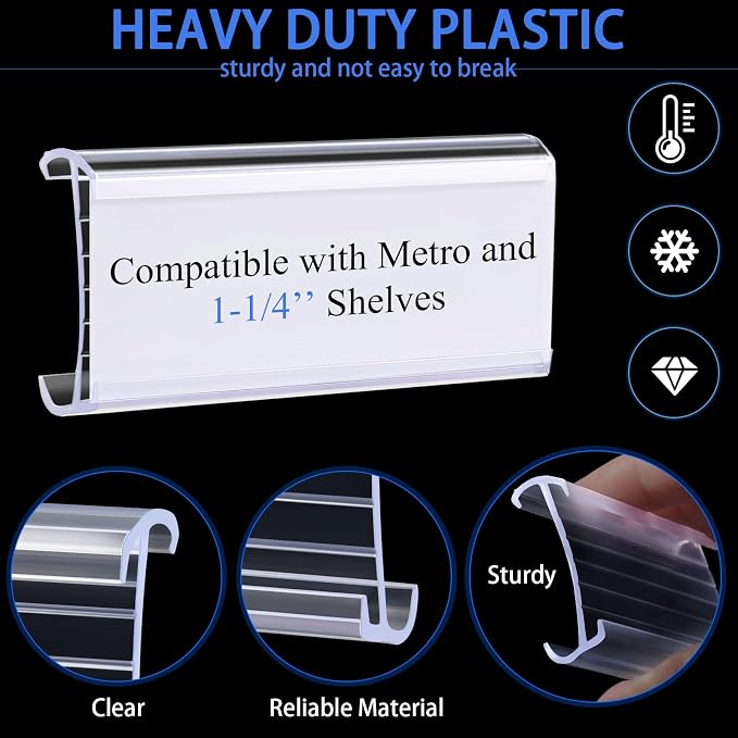 Yulejo 250 Pieces Wire Shelf Label Holders Wire Label Holder Plastic Shelf Tags - Image 3